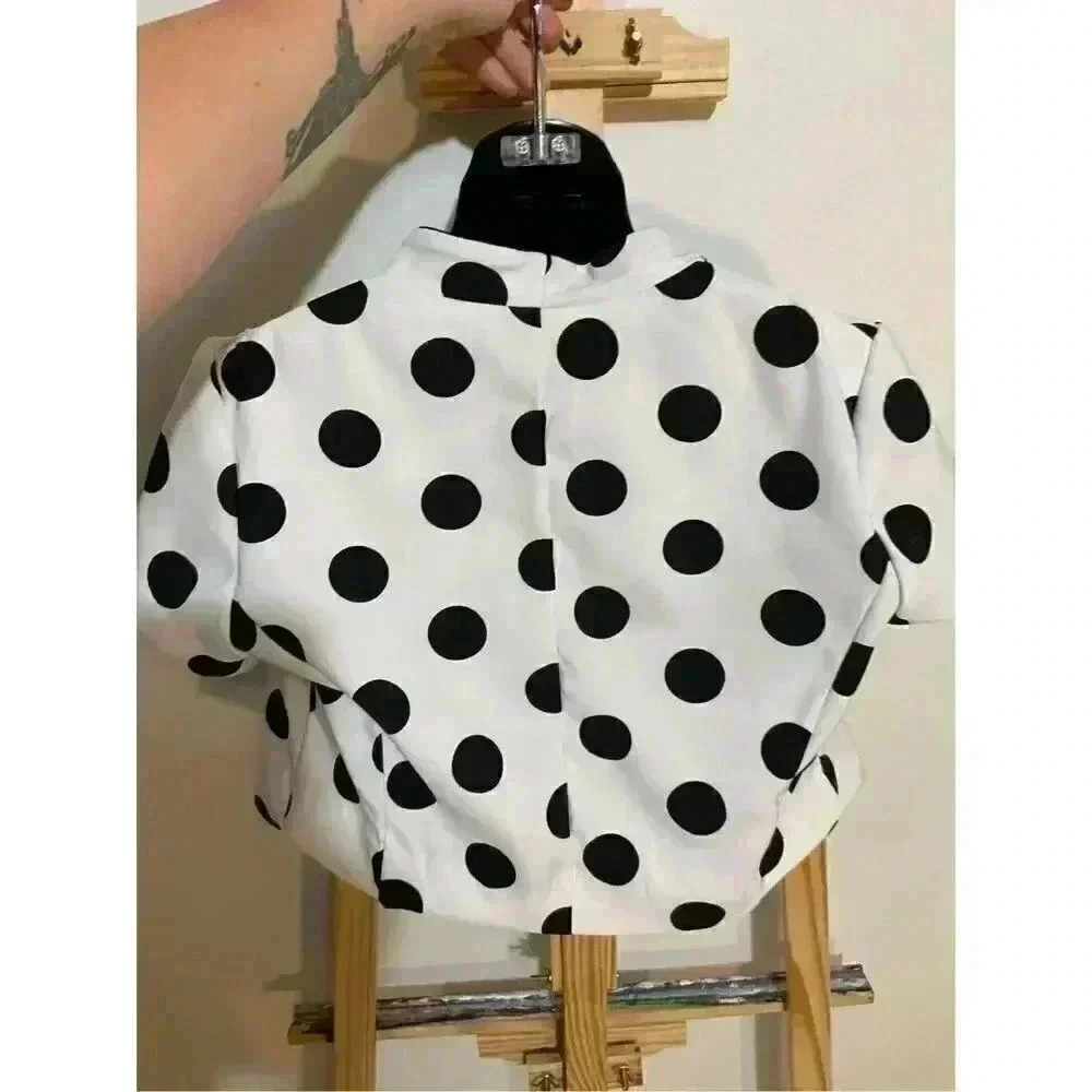 Studio 1 petite 4P polka dot open front short sleeve jacket - Picture 2 of 5